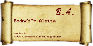 Bodnár Aletta névjegykártya